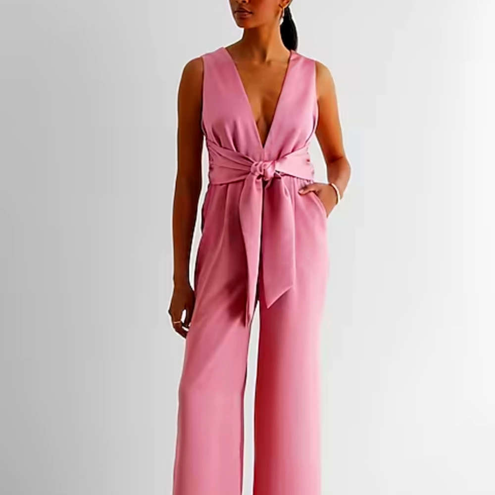 Express pink cocktail party jumpsuit SMALL